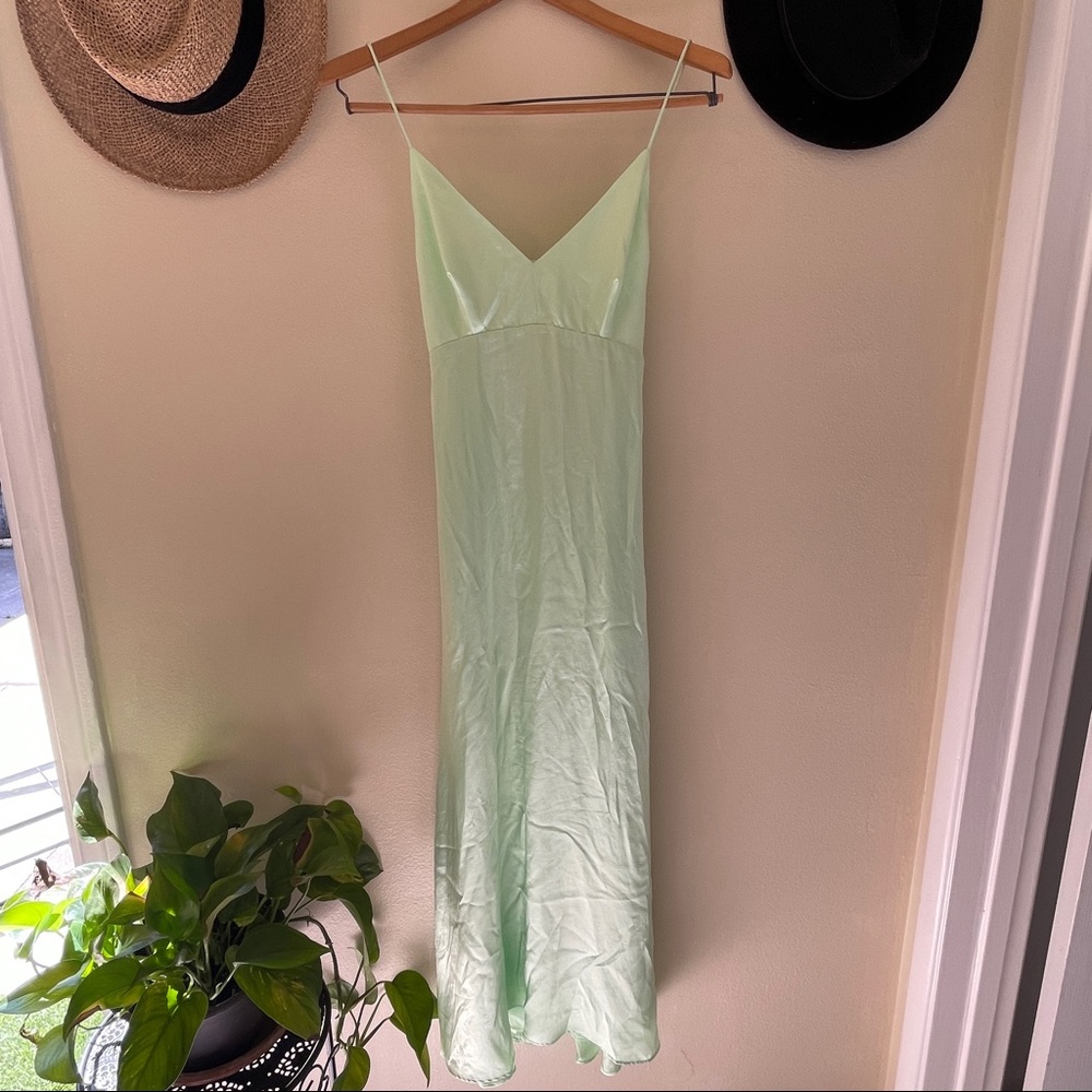 Zara Green Satin Dress